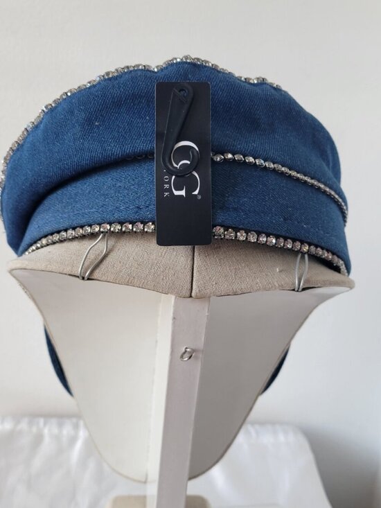 C&G New York Blue Denim Rhinestone Newsboy Cap main image 5